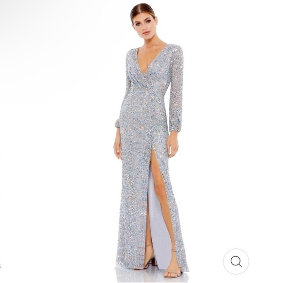 Mac Duggal MULTI-COLORED SEQUIN LONG SLEEVE GOWN size 16 NEW $498 sold out - Picture 1 of 13